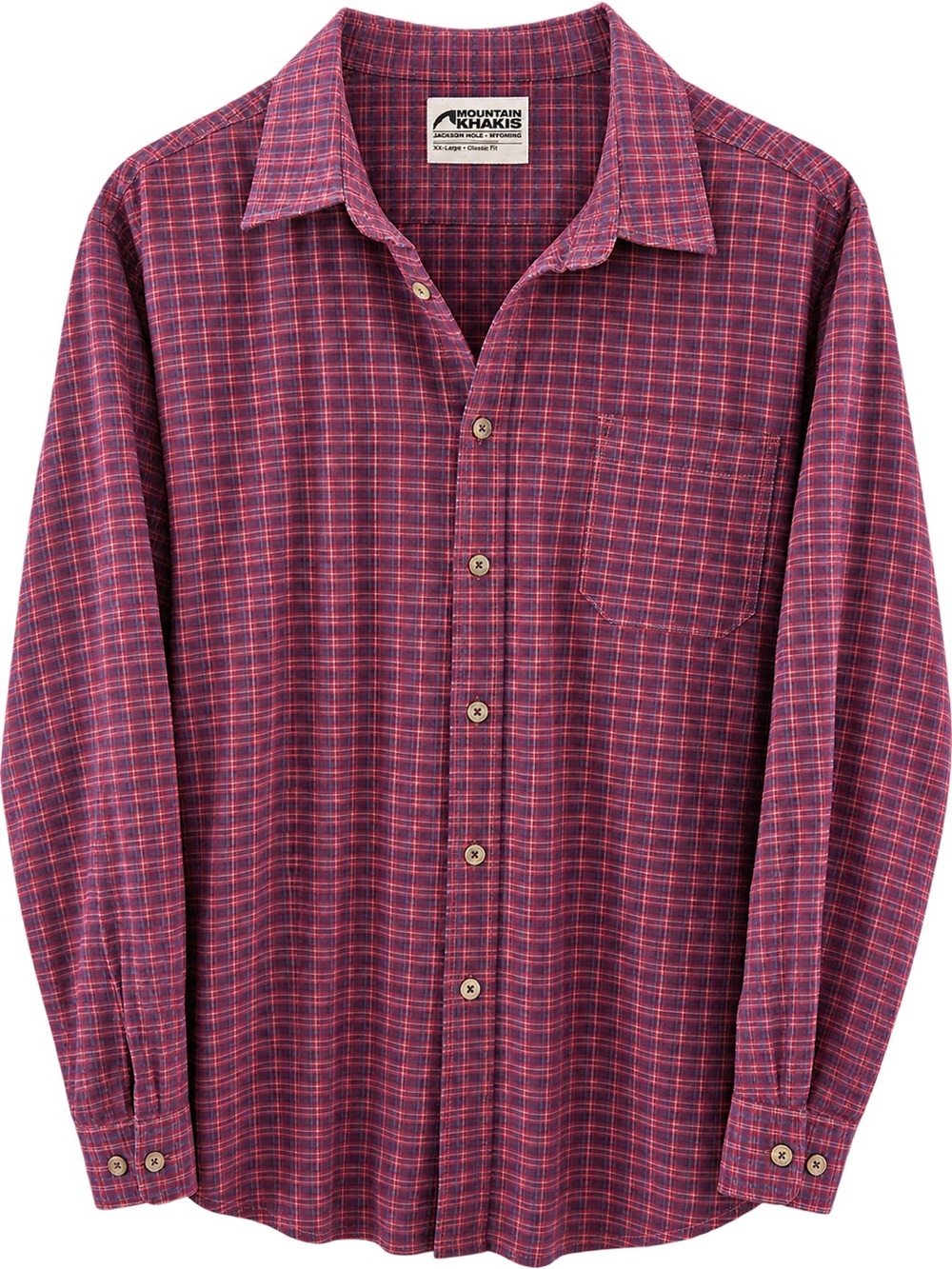Mountain Khakis Men's Burgundy Plaid Long-Sleeve Button-Down Shirt